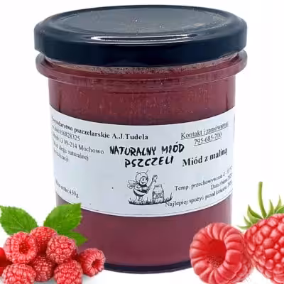 Naturalny Miód wielokwiatowy z malinami - 400g Z Mazowsza