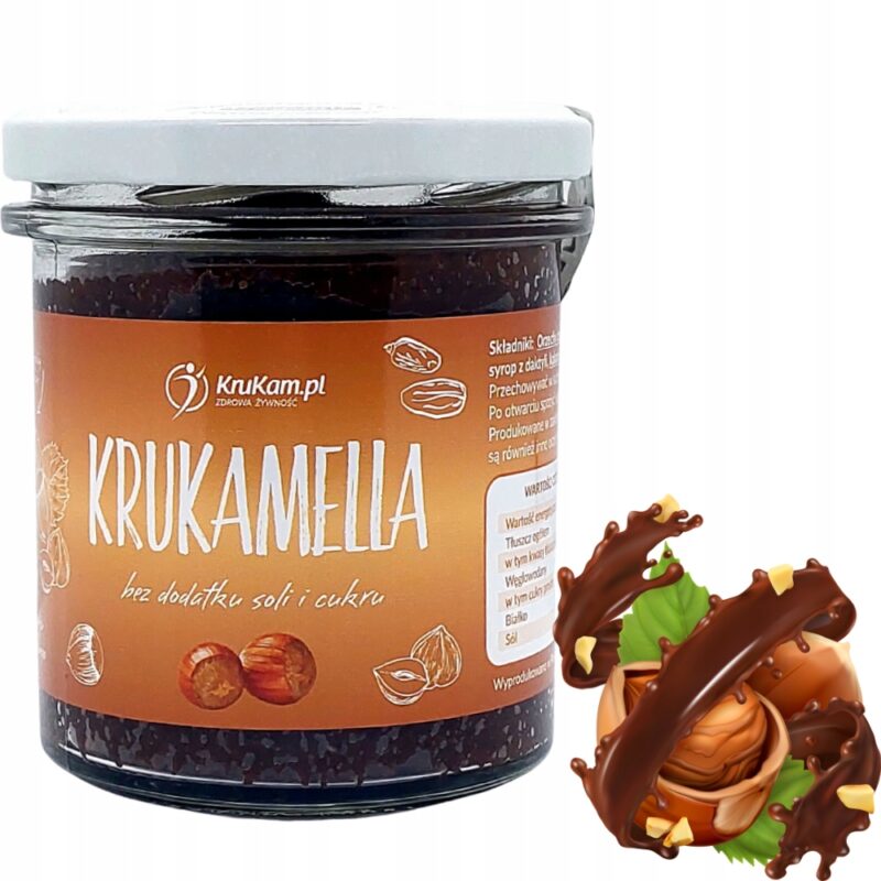 KruKam Krukamella masło z orzechów laskowych 300g Masło z Kakao i daktylami