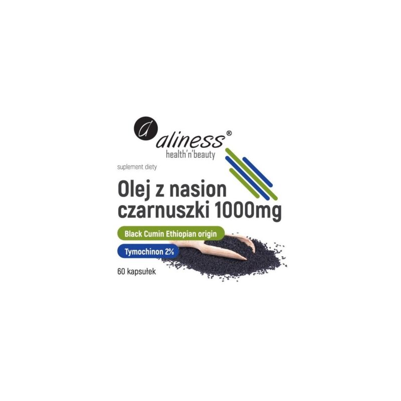 Olej z nasion czarnuszki 2% 1000 mg | Aliness | Black Cumin Ethiopian Origin | 60 kapsułek - obrazek 2