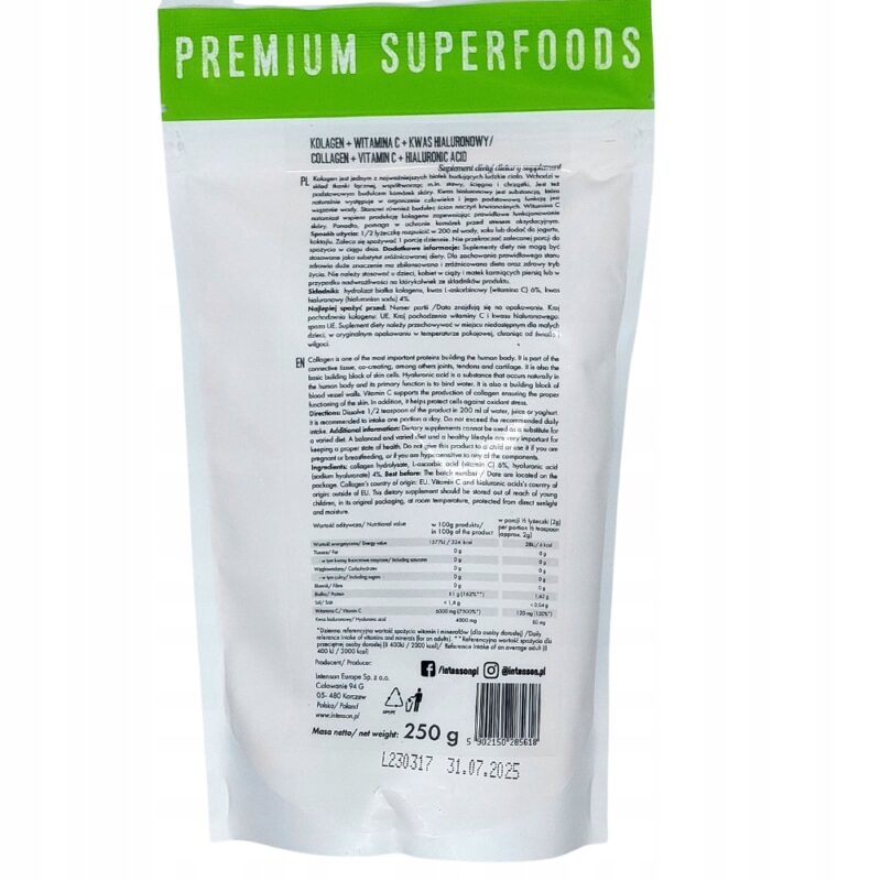Kolagen z witaminą C i kwasem hialuronowym 250 g - obrazek 2