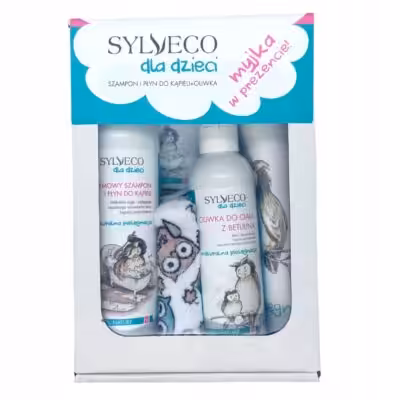 Sylveco zestaw kosmetyków dla dzieci szampon i płyn do kąpieli Myjka gratis