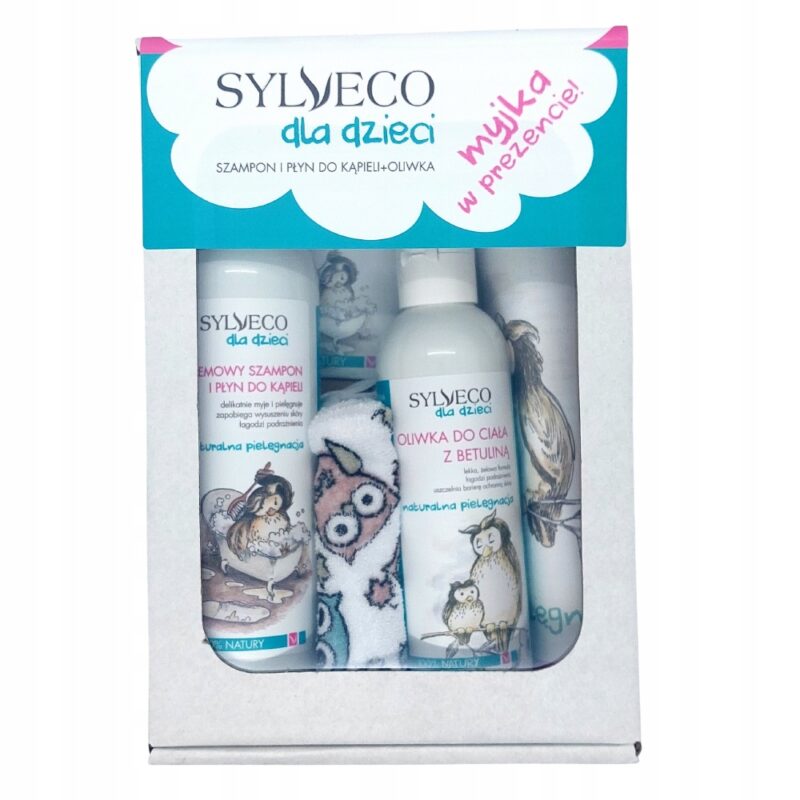 Sylveco zestaw kosmetyków dla dzieci szampon i płyn do kąpieli Myjka gratis