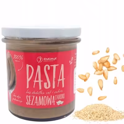 Pasta Tahini krukam 300 g Naturalna maslo sezamowe tahini Bez soli i cukru