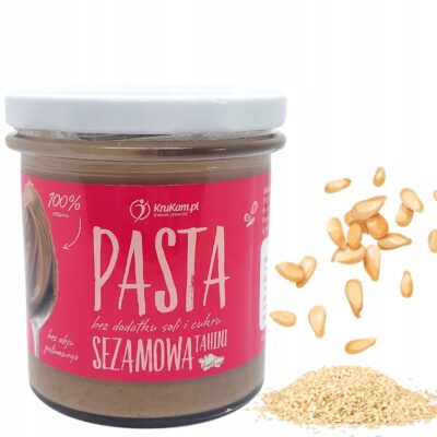 Pasta Tahini krukam 300 g Naturalna maslo sezamowe tahini Bez soli i cukru