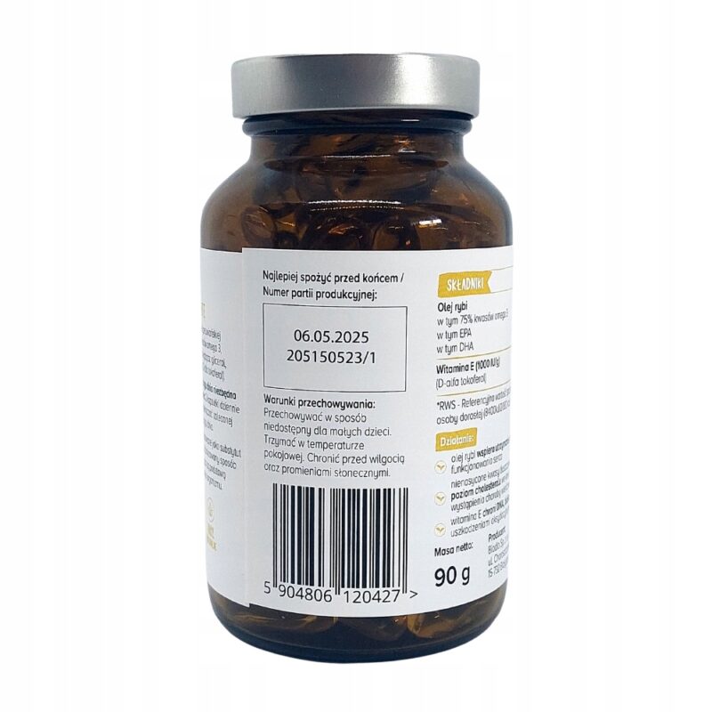 BIOWEN Omega 3 Forte DHA i EPA 90 kapsułek z witamina E - obrazek 4
