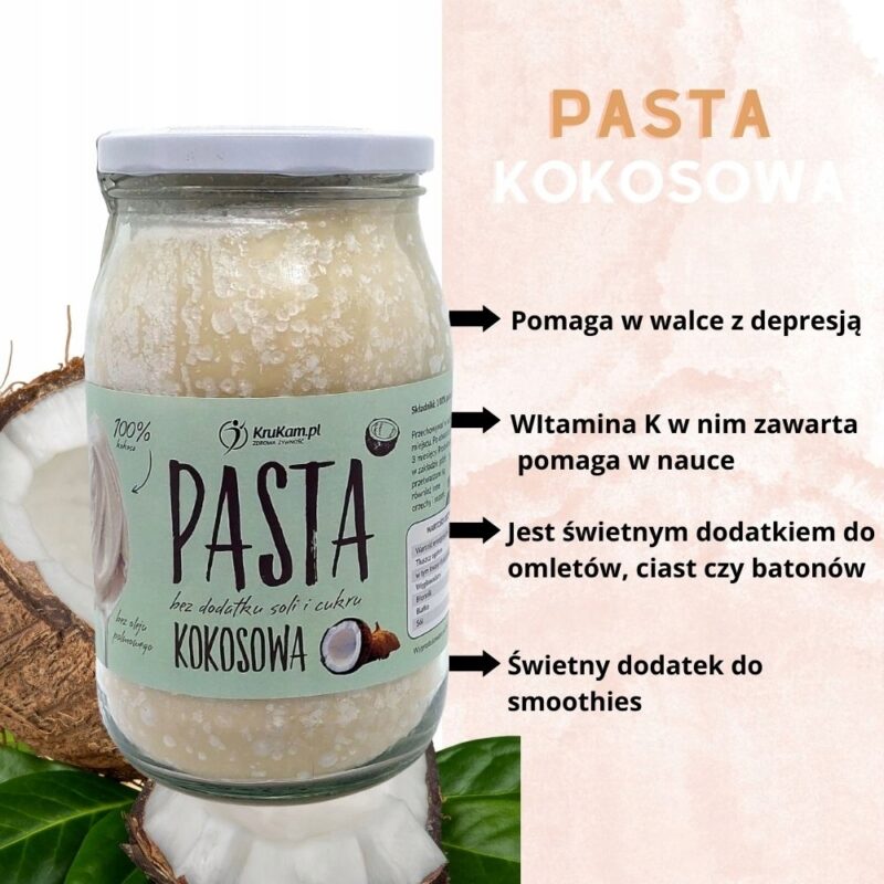Pasta Kokosowa Krukam 900g Bez soli i cukru Naturalna - obrazek 5