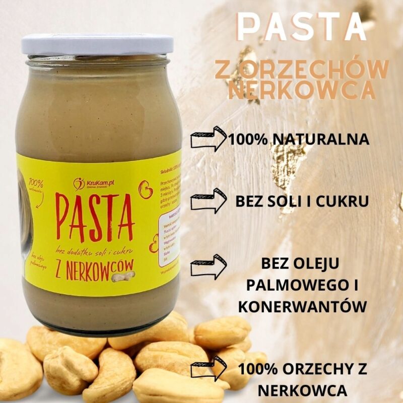 KruKam Pasta z Orzechów Nerkowca 100% - 900 g - obrazek 6