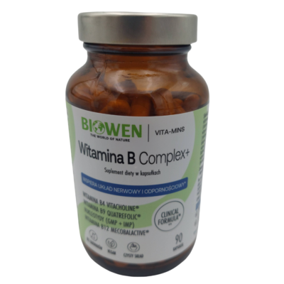 Witamina B Complex+ Biowen 90 kapsułek kompleks witamin B w formach aktywnych z metylokobalaminą i folianem 5-MTHF