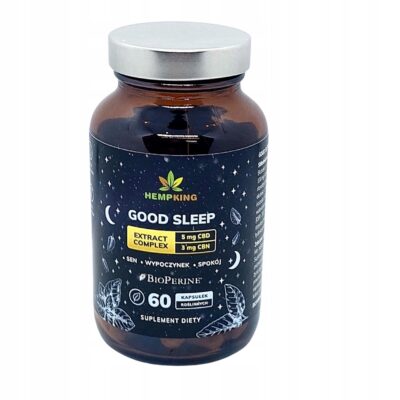 Kapsułki na sen z melatoniną i ekstraktami roślinnymi, 60 kapsułek Good Sleep HempKing