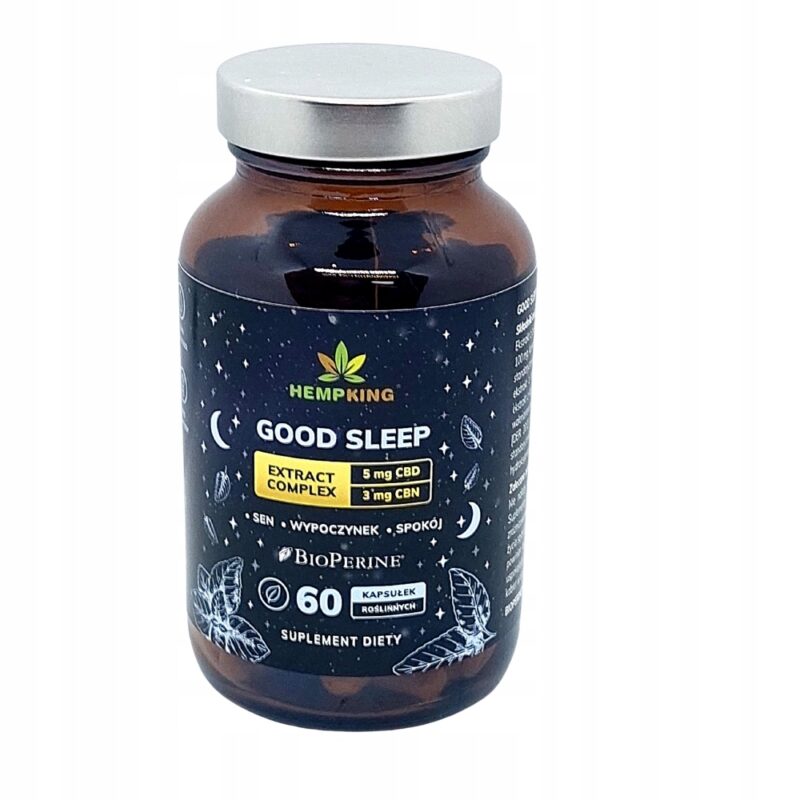 Kapsułki na sen z melatoniną i ekstraktami roślinnymi, 60 kapsułek Good Sleep HempKing
