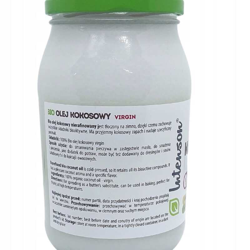 Olej kokosowy Bio Virgin nierafinowany Intenson 900 ml - obrazek 6