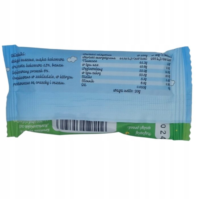Batonik dla dzieci daktylowy kokos banan 20g b/cuk - obrazek 2