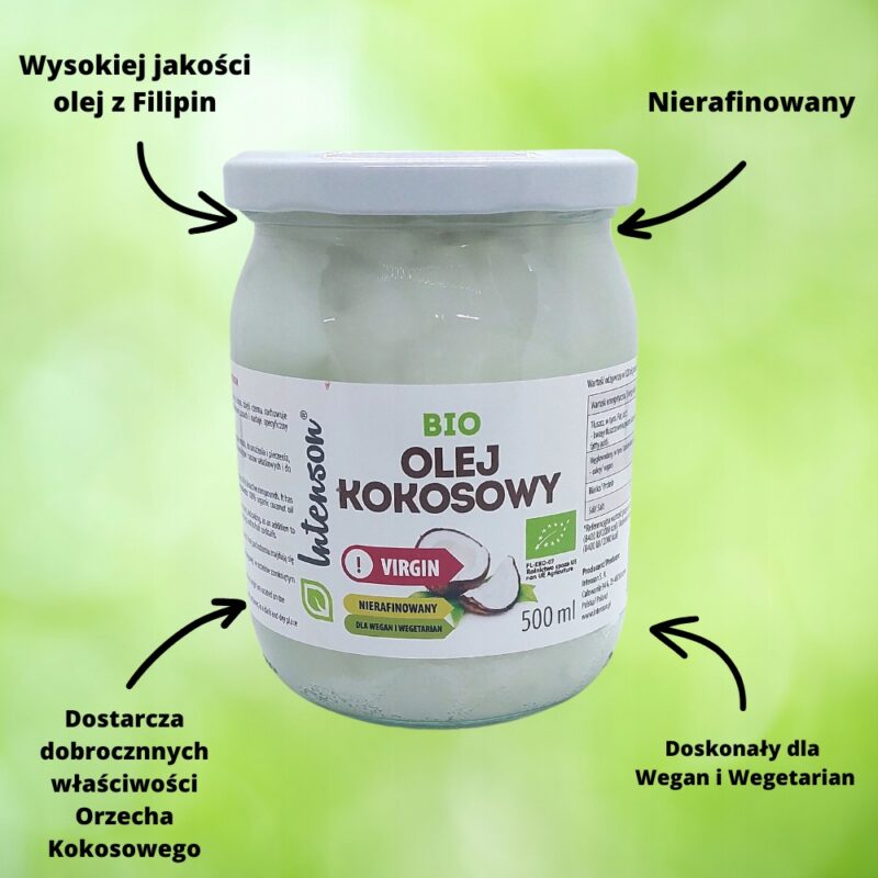 Olej kokosowy nierafinowany Intenson 500 ml - obrazek 2