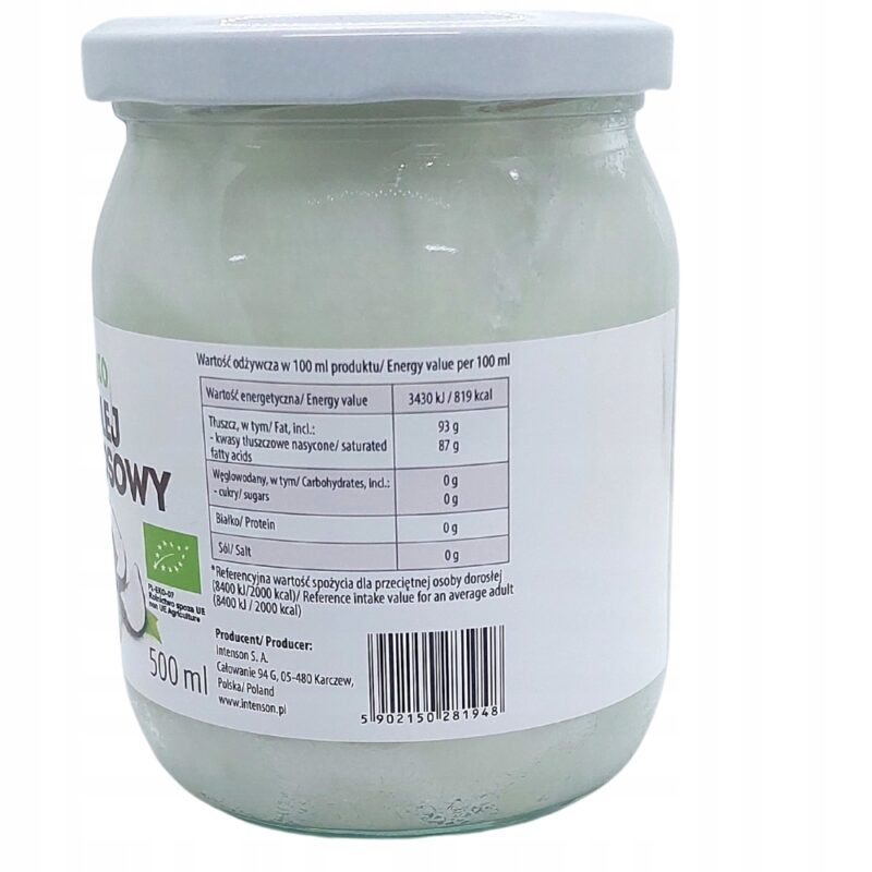Olej kokosowy nierafinowany Intenson 500 ml - obrazek 5
