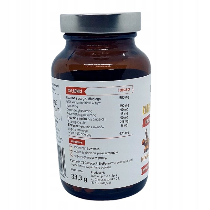 Kurkuma C3 Complex+Biowen Kurkumina+Piperyna+Imbir - obrazek 6