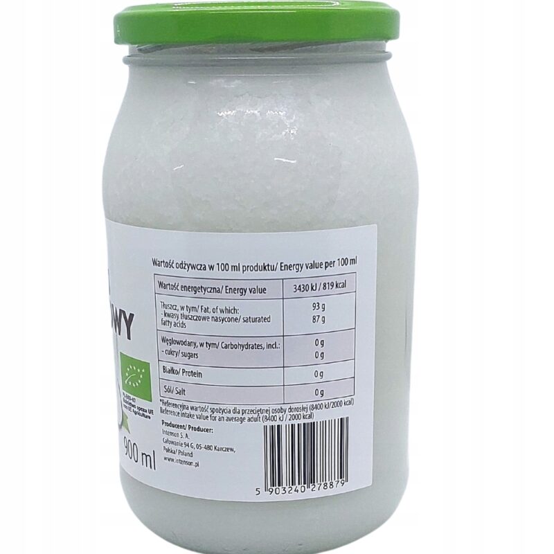 Olej kokosowy Bio Virgin nierafinowany Intenson 900 ml - obrazek 5