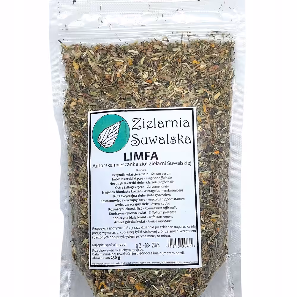 Zielarnia suwalska Mieszanka Ziołowa Limfa 250g - Wsparcie limfy i odporności