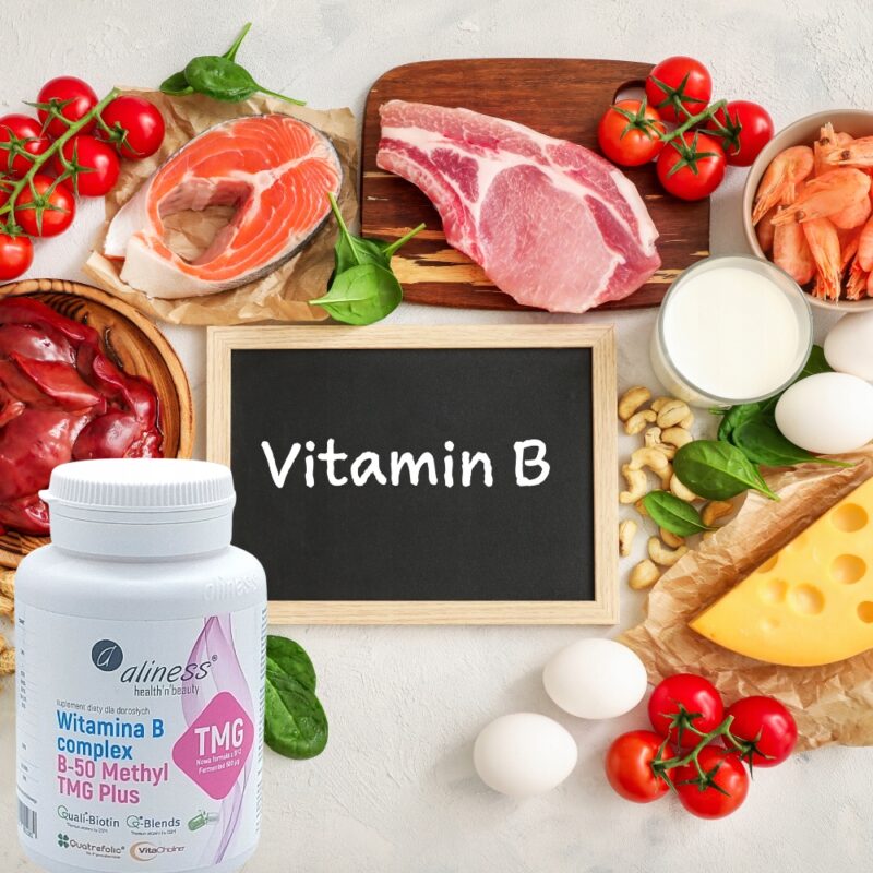 Aliness Witamina B Complex B-50 Methyl TMG 100 kapsułek Nowa formuła - obrazek 5