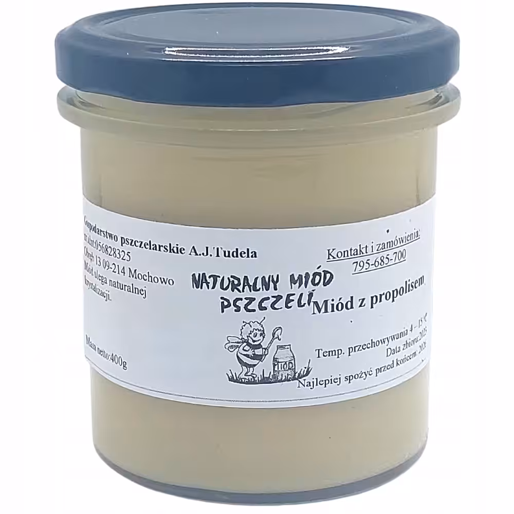 Miód z Propolisem Aż 5% 400g - Miód z pasieki Mazowieckiej Na odporność