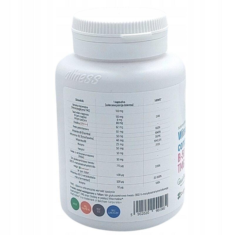 Aliness Witamina B Complex B-50 Methyl TMG 100 kapsułek Nowa formuła - obrazek 7