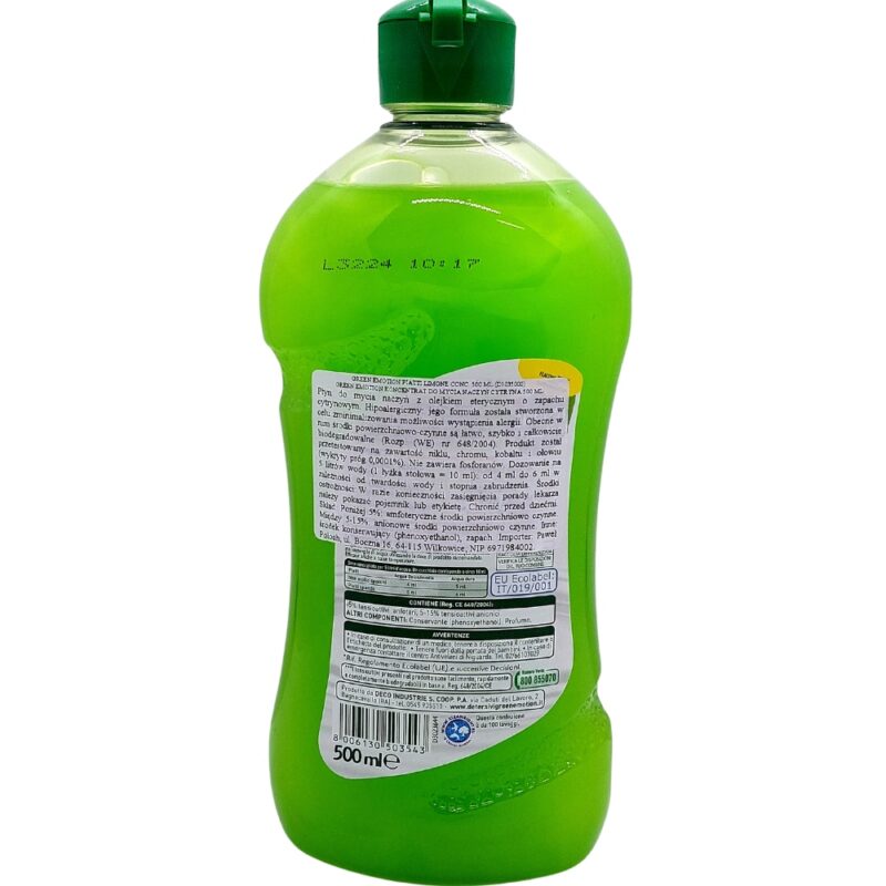 Płyn do mycia naczyń Green Emotion CYTRYNA 0,5 l Hipoalergiczny - obrazek 4