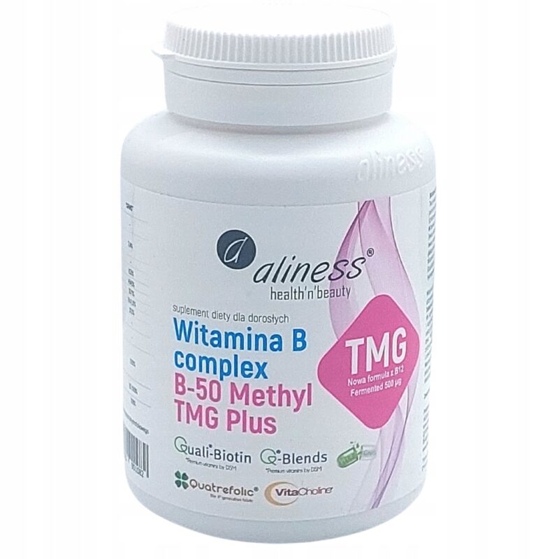 Aliness Witamina B Complex B-50 Methyl TMG 100 kapsułek Nowa formuła