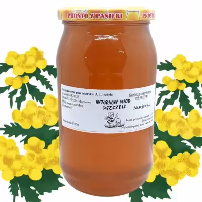 Naturalny Nektarowy Miód Akacjowy 1100g zbiór 2025r z Pasieki Mazowieckiej