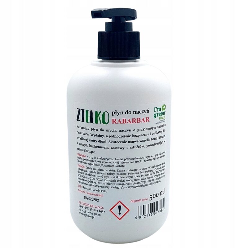 Płyn do mycia naczyń Zielko RABARBAR 0,5 l - Naturalny i skuteczny - obrazek 2