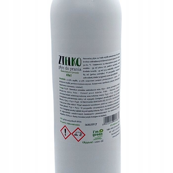 Delikatny płyn do prania Jasnych Tkanin Zielko 1 l Kiwi - Ekologiczny - obrazek 9