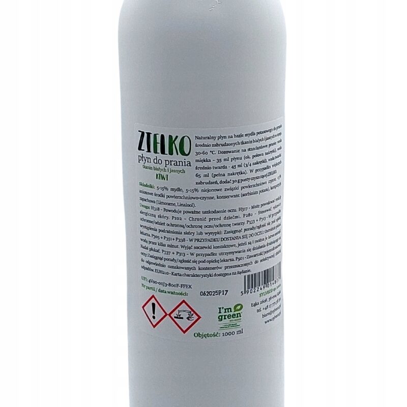 Delikatny płyn do prania Jasnych Tkanin Zielko 1 l Kiwi - Ekologiczny - obrazek 9