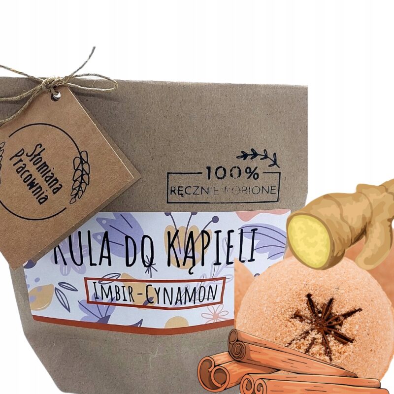 Kula do kąpieli Imbir - Cynamon 100% Naturalne Słomiana Pracownia