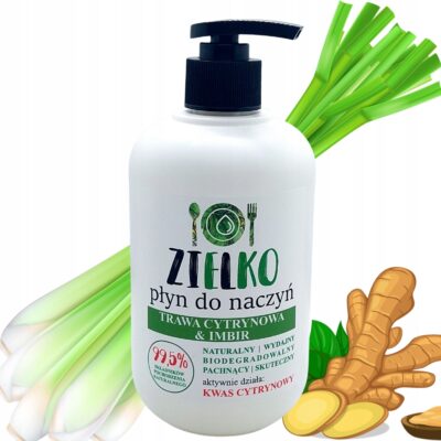 Płyn do mycia naczyń Zielko Trawa cytrynowa & imbir 0,5l - Naturalny