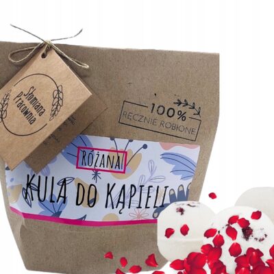 Kula do kąpieli Różana Płatki róży 100% Naturalne Słomiana Pracownia