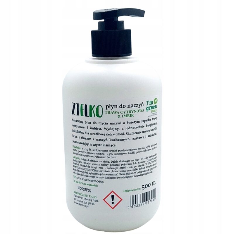 Płyn do mycia naczyń Zielko Trawa cytrynowa & imbir 0,5l - Naturalny - obrazek 4