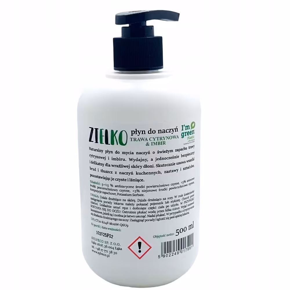Płyn do mycia naczyń Zielko Trawa cytrynowa & imbir 0,5l - Naturalny - obrazek 4