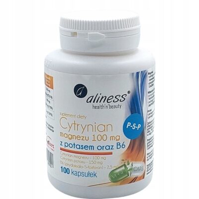 Aliness cytrynian magnezu 100 mg z potasem 150mg i B6 2,5mg 100kap