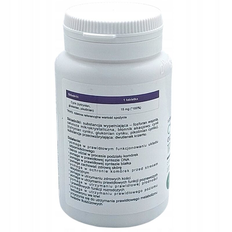 Aliness Cynk Organiczny Trio 15mg x 100 wsparcie odporności, skóry i włosów - obrazek 3