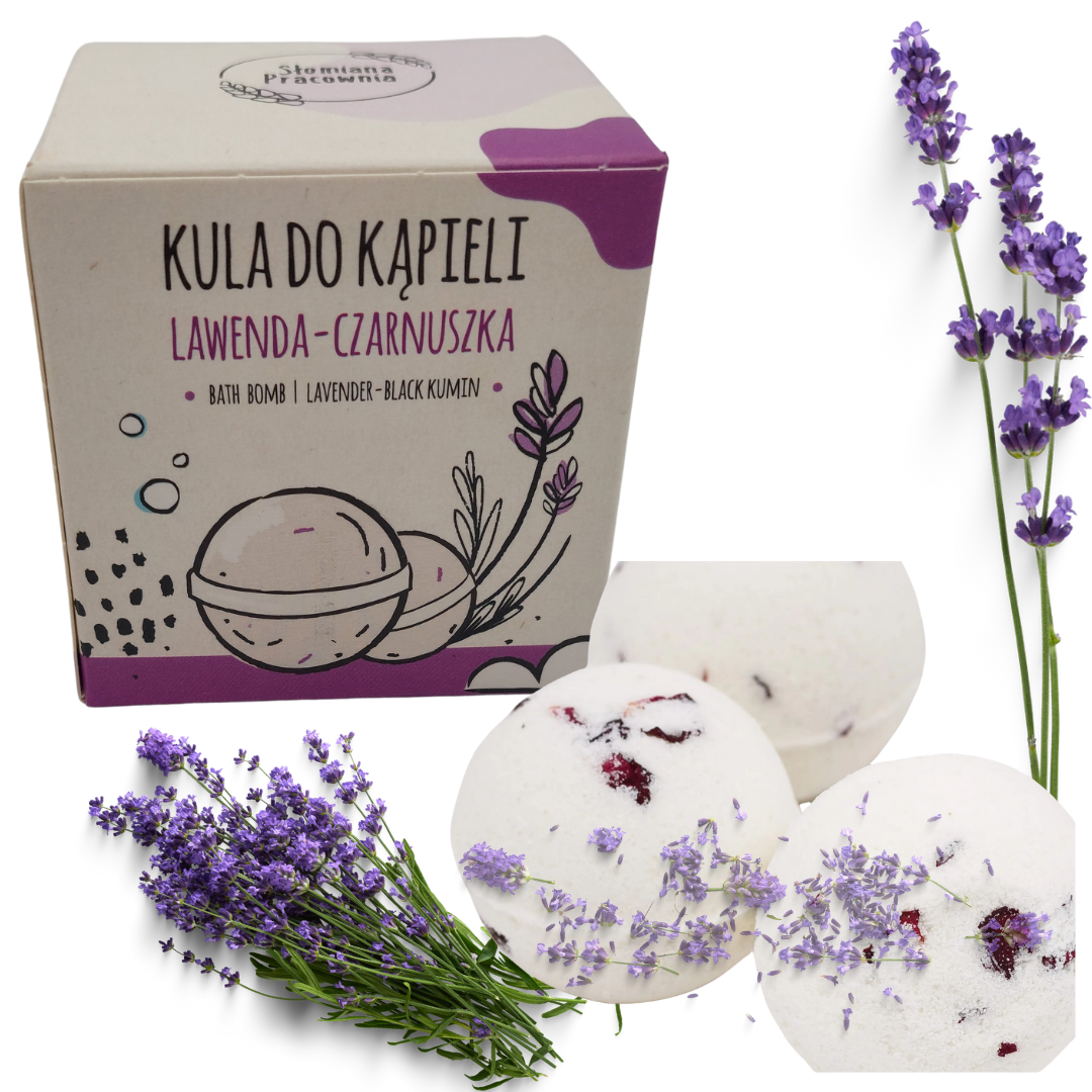 Kula do kąpieli Lawenda - Czarnuszka 100% Naturalne Słomiana Pracownia