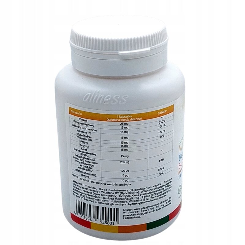 Aliness Witamina B Complex B-15 Methyl kapsułki 100 szt. Folian 4 generacji - obrazek 3