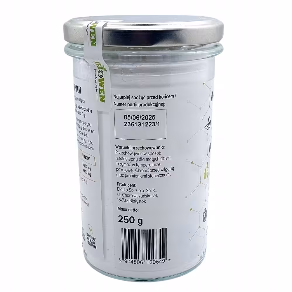 Kreatyna Monohydrat Mikronizowana 200 MENH Biowen 250 g Siła i wydolność - obrazek 4