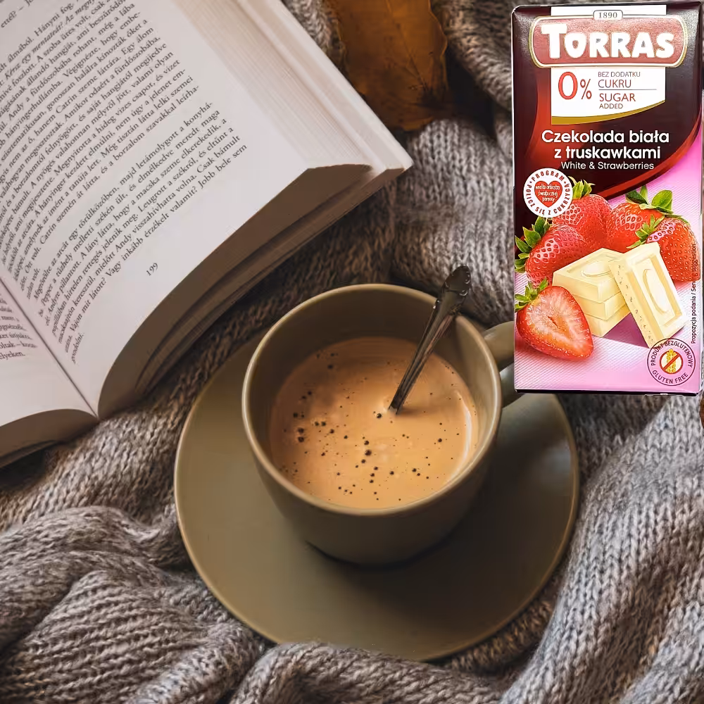 Czekolada Biała z Truskawkami bez Cukru 75g Torras Bez Glutenu - obrazek 2