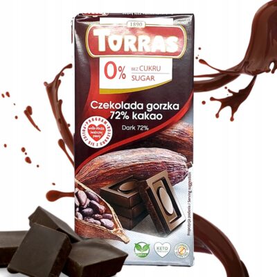 Czekolada gorzka 72% kakao bez cukru I glutenu 75g Torras