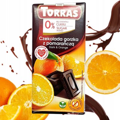 Czekolada Torras gorzka z pomarańczą 75 g Bez dodatku cukru