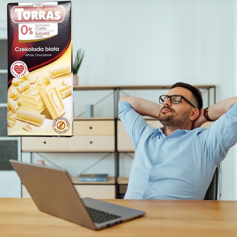 Czekolada biała Torras bez dodatku cukru 75g Bez barwników i glutenu - obrazek 2