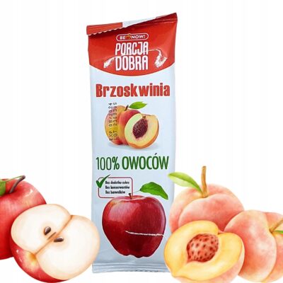 Porcja dobra przekąska listek 16g JABŁKO BRZOSKWINIA Zdrowa przekąska