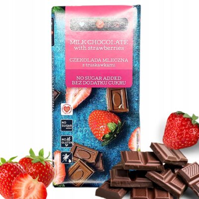 Czekolada mleczna z truskawkami Pure Good 75 g Bez dodatku cukru i glutenu