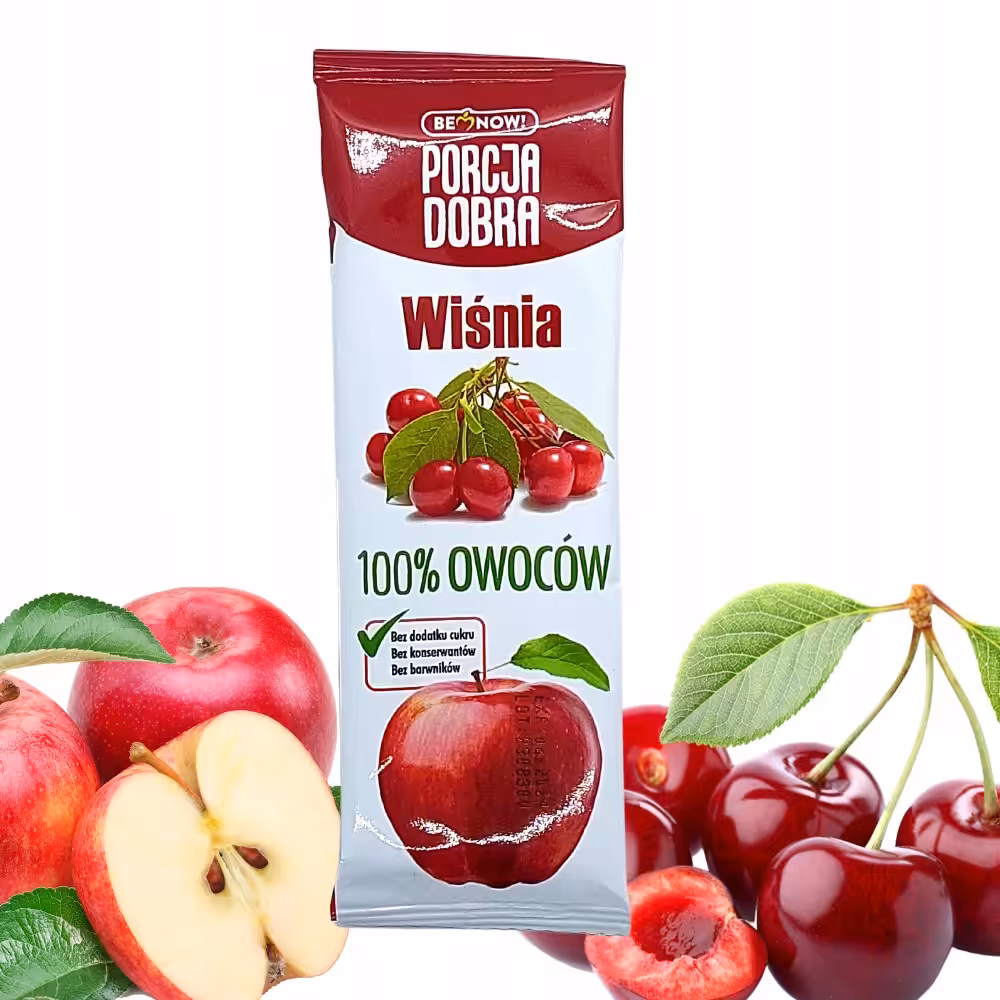 Porcja dobra listek 16g JABŁKO WIŚNIA Zdrowa przekąska dla każdego