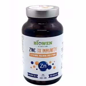 Biowen Zinc 3X Immunity Cynk Complex+ 100 kapsułek Vege Czysty Skład 3 Formy cynku