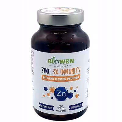 Biowen Zinc 3X Immunity Cynk Complex+ 100 kapsułek Vege Czysty Skład 3 Formy cynku