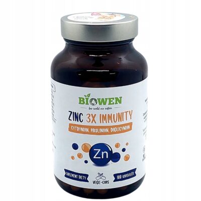Biowen Zinc 3X Immunity Cynk Complex+ 100 kapsułek Vege Czysty Skład 3 Formy cynku